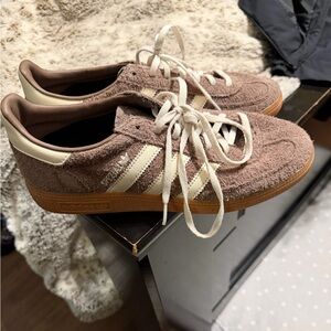 Adidas Suede Brown and Cream Trainers